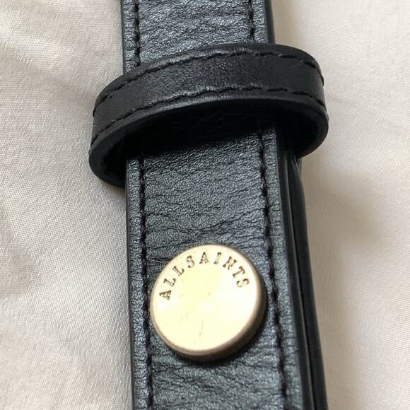 ALLSAINTS Eve Quilt Crossbody Bag Black Leather Adjustable Strap Gold Hdwr EUC - Picture 7 of 12